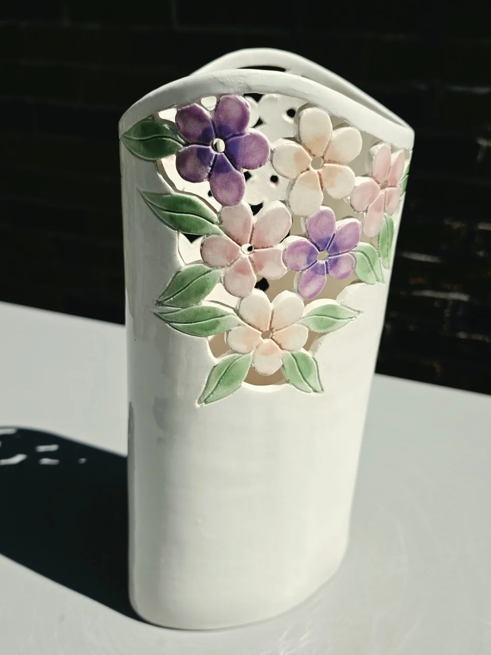 David Nelson Pierced Pottery Vase 10.25